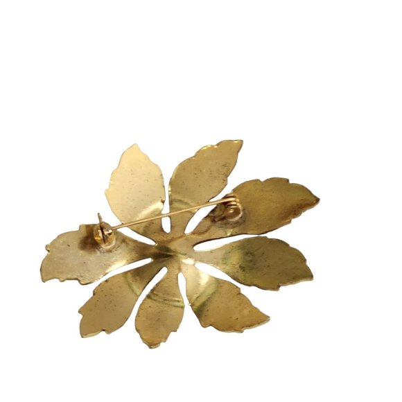 Vintage Blue Enamel Foliage Flower Two Tone Blue Shades Enamel Pin Brooch - Picture 10 of 14